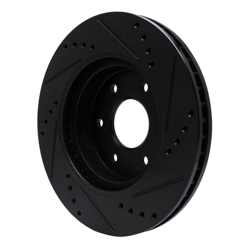 Nissan NP300 Frontier Brake Rotor (1) - Front Left - R1 Concepts - Drilled & Slotted - Black - `16-`22